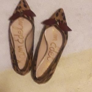 leopard and burgundy flat shoe